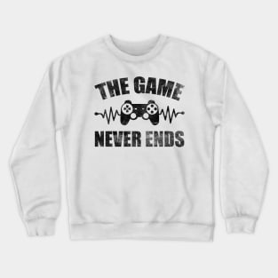 game never ends heartbeat controller gamer quote gaming Crewneck Sweatshirt